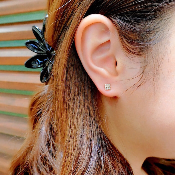 片売り・K18 Diaスクエアピアス 【12-1260】