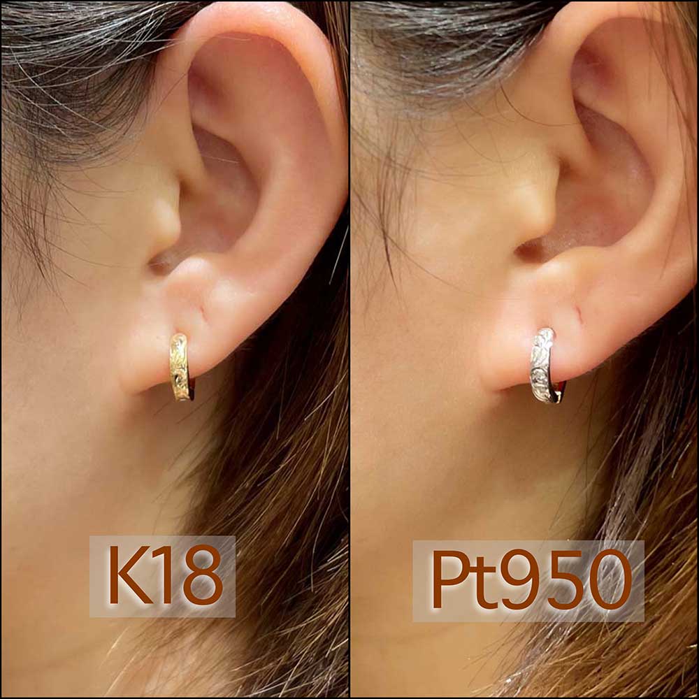 片売り・K18&Pt手彫りヘリテージピアリング 【12-1840】