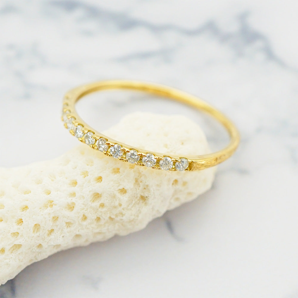 手彫りK18タイニーDiaハーフエタニティリング 【12-2045】