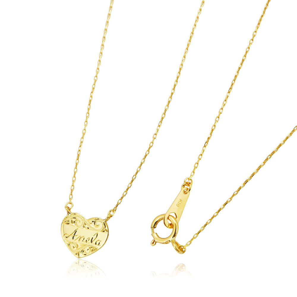 K18 手彫りリバーシブルハートネックレス 【12-2212】