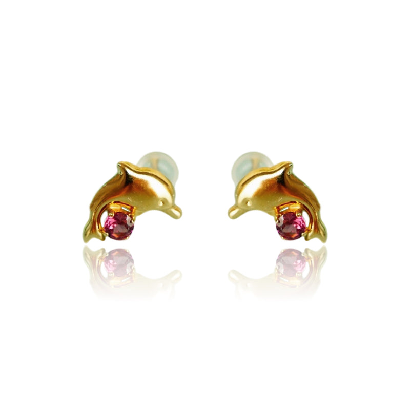 K18 イルカ・アメジストピアス 【12-2267】