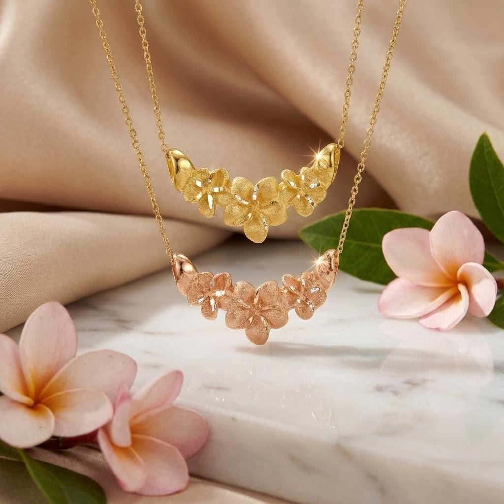 K14プルメリア3連ペンダント 【7-1369】