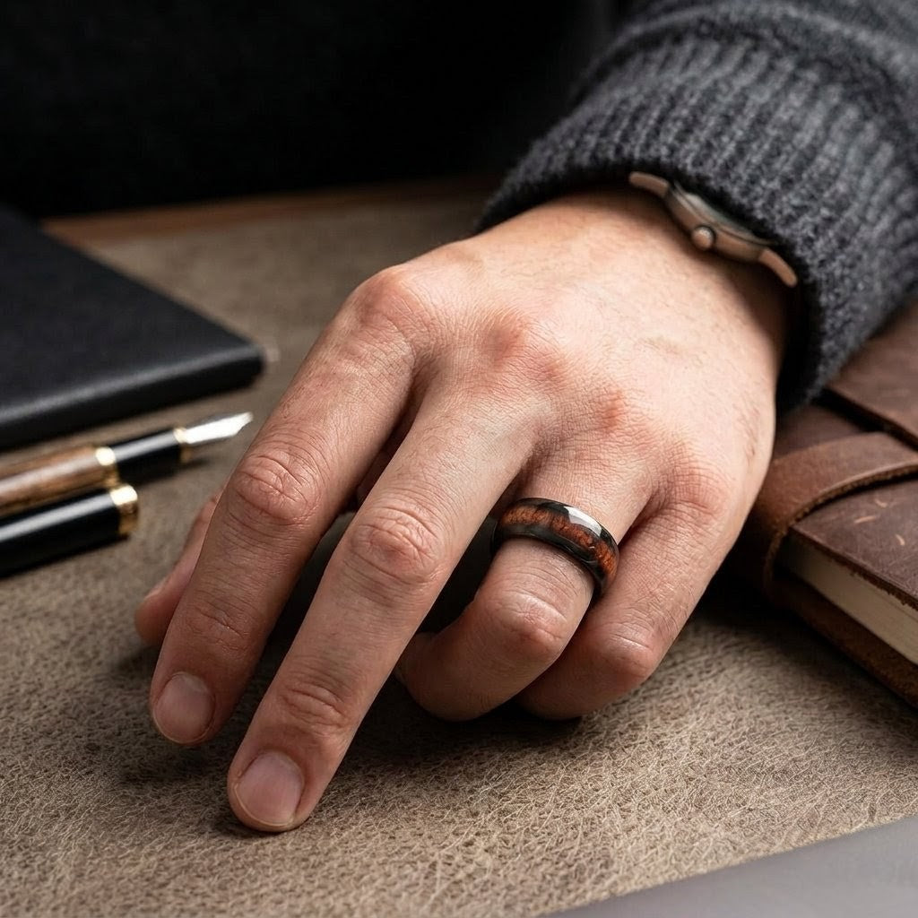 コアウッドブラックタングステンリング 【3-6887】