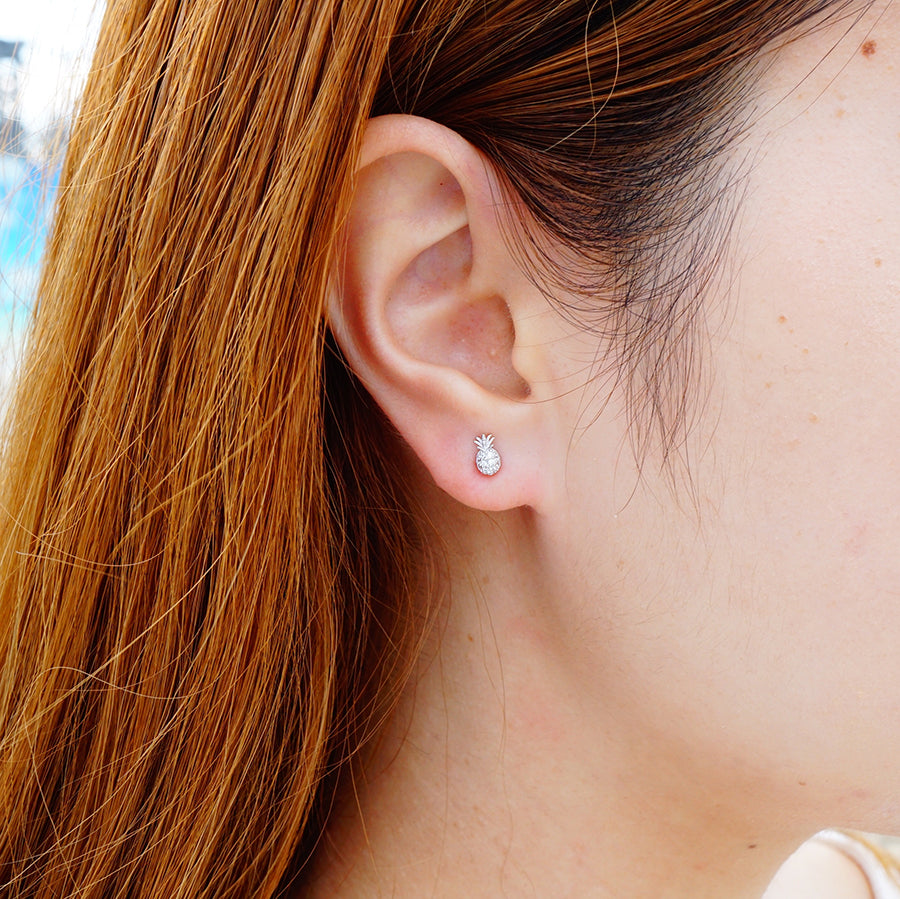 ミニパイナップル パヴェCZピアス 【4-2338】