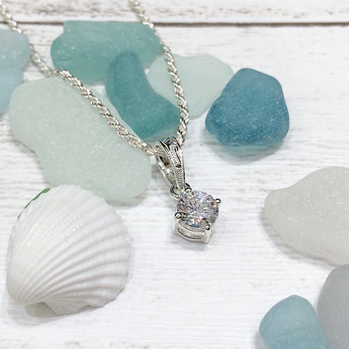 スクロールベイル CZペンダント 【2-1838】