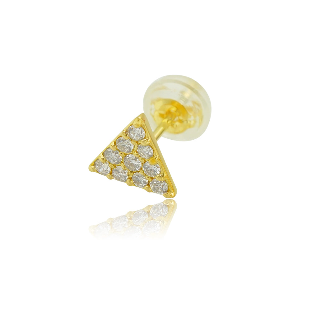 片売り・K18トライアングルパヴェDiaピアス 【12-1789】