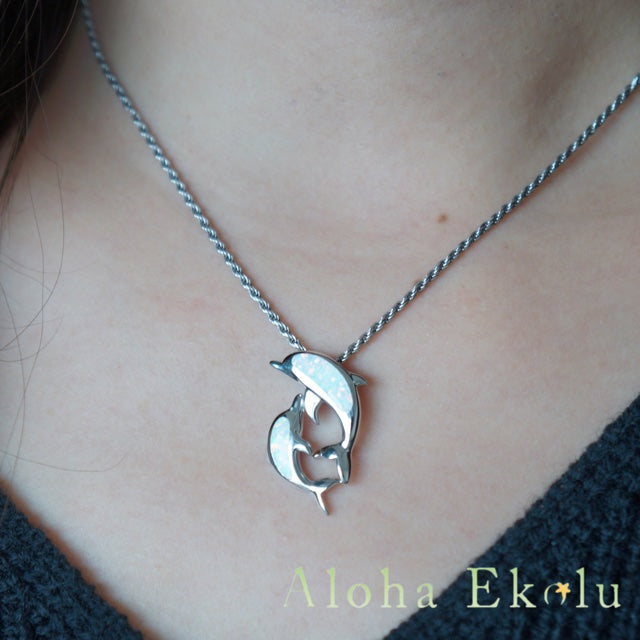 オパールツインイルカペンダント 【2-1357】