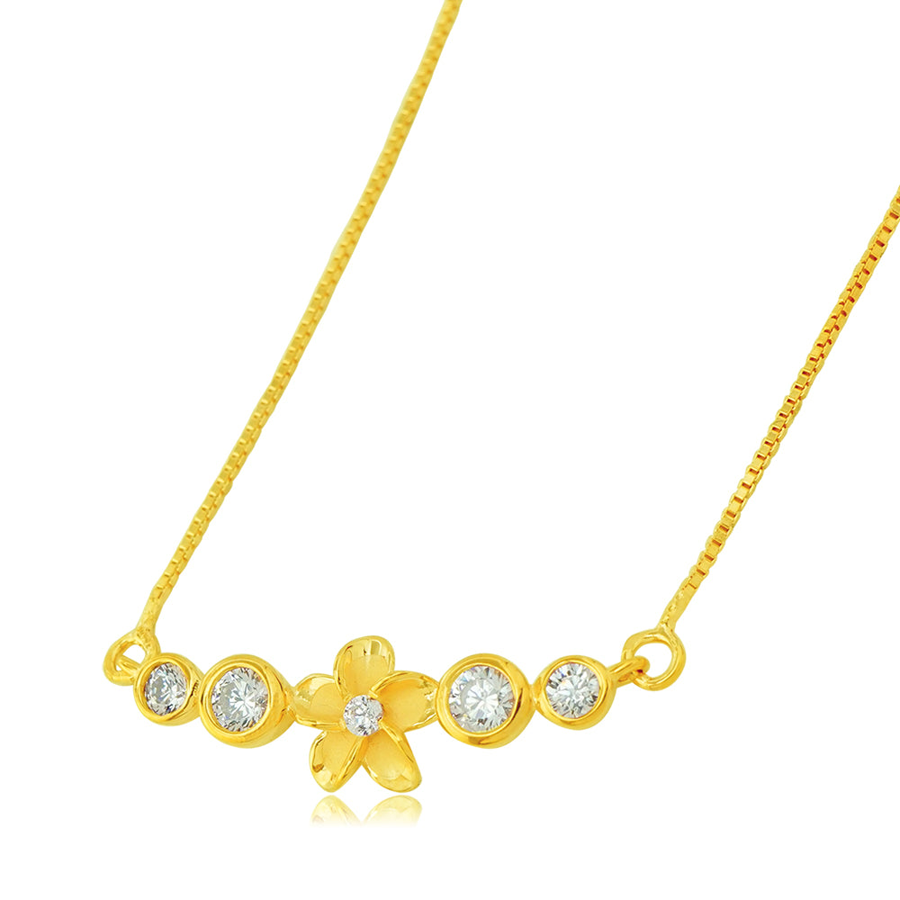 チェーン付きプルメリアCZネックレス 【2-3306】