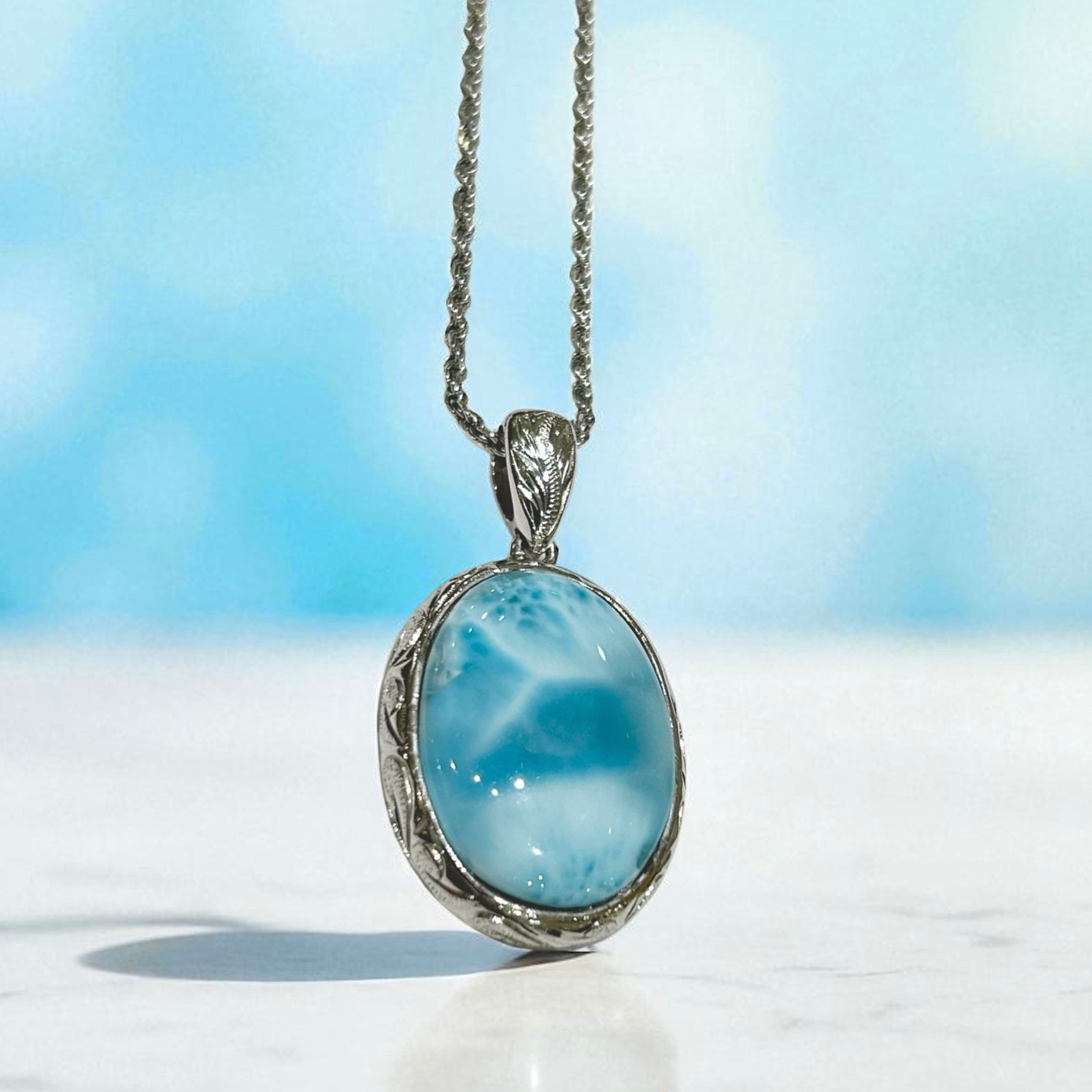 ラリマーヘビーオーバルペンダント 【2-5362】