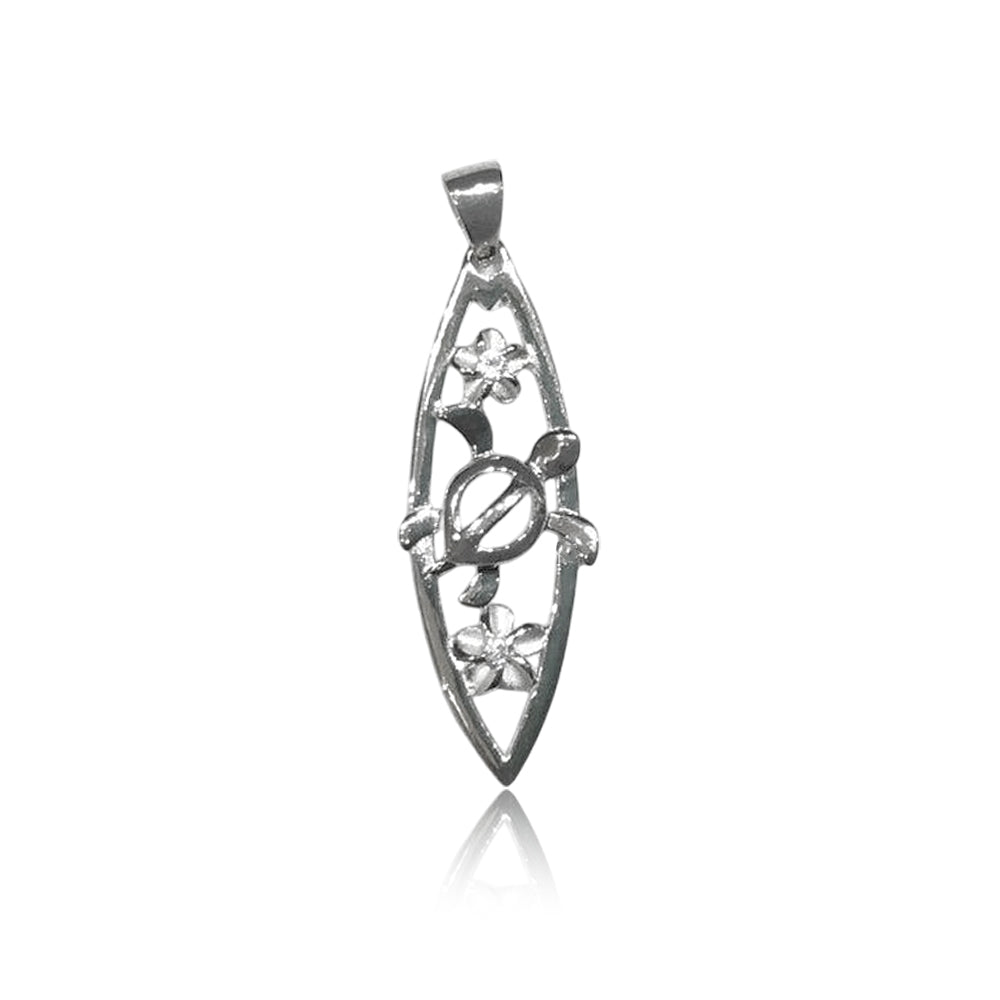 プルメリア・透かしホヌサーフボードペンダント 【2-5614】