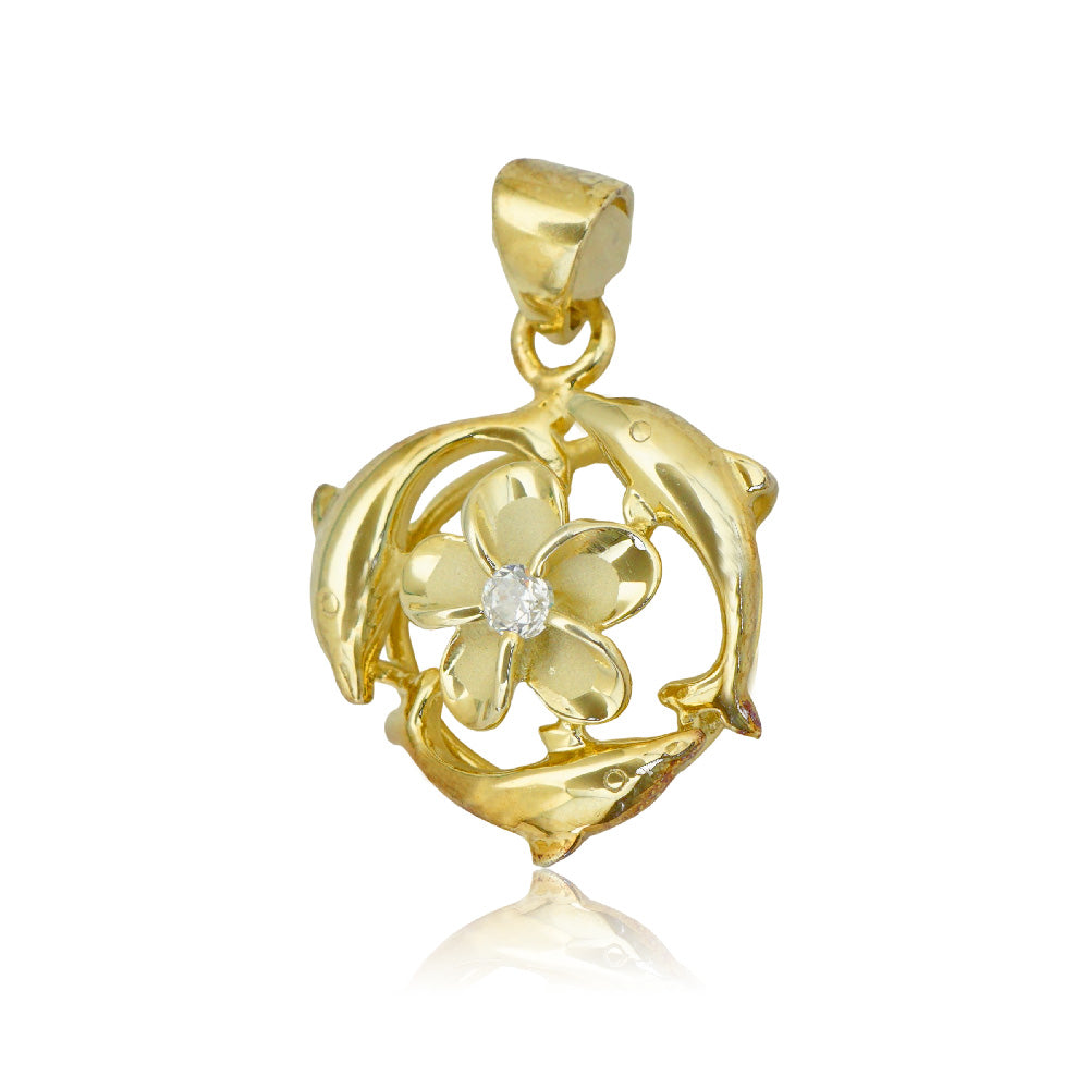 スイミングイルカ&プルメリアペンダント 【2-5768】