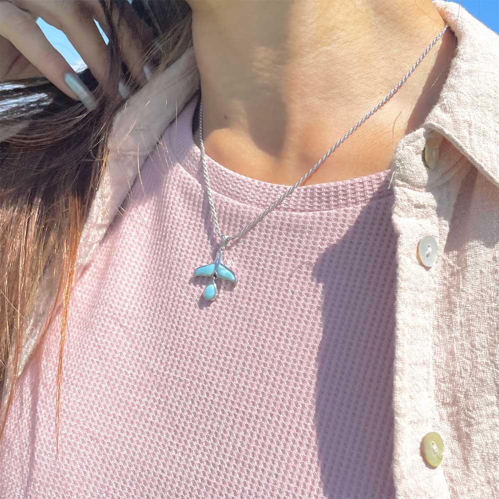 ラリマーホエールテール&ティアドロップペンダント 【2-5973】