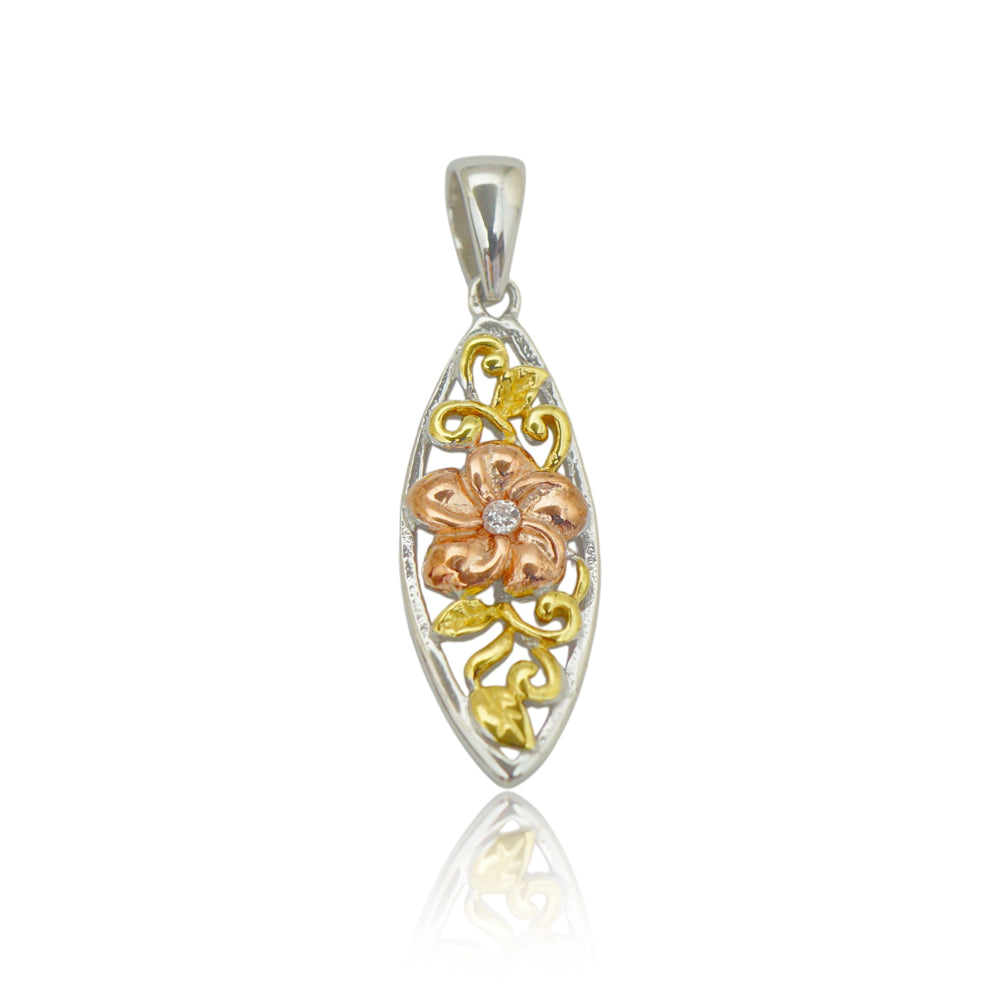 3カラー透かしプルメリアサーフボードペンダント 【2-6178】