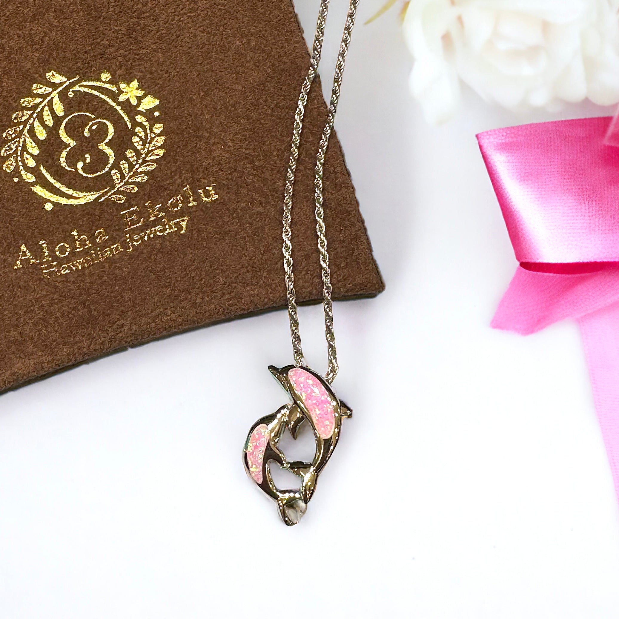 オパールツインイルカペンダント 【2-1357】