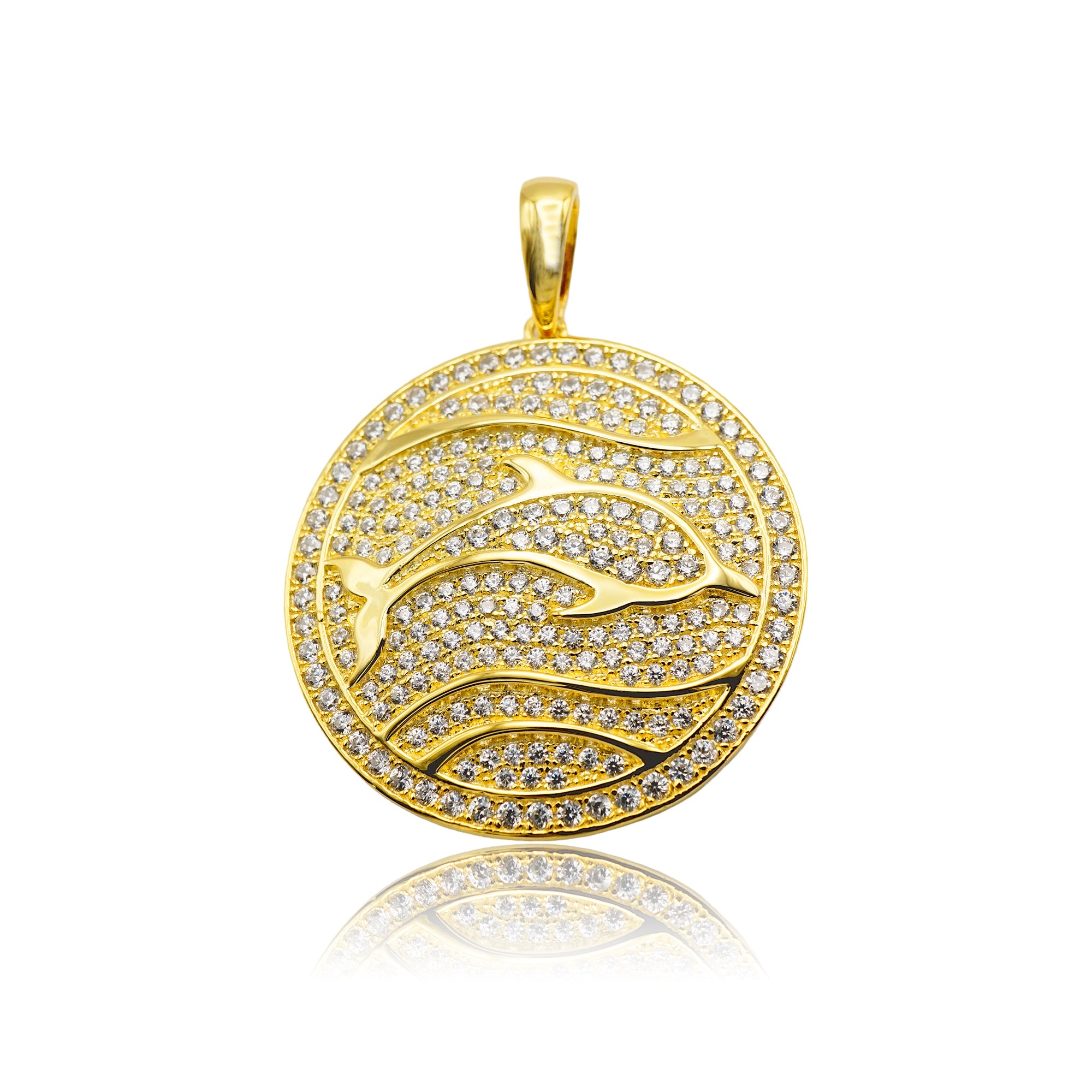 ラウンドイルカパヴェペンダント 【2-6406】