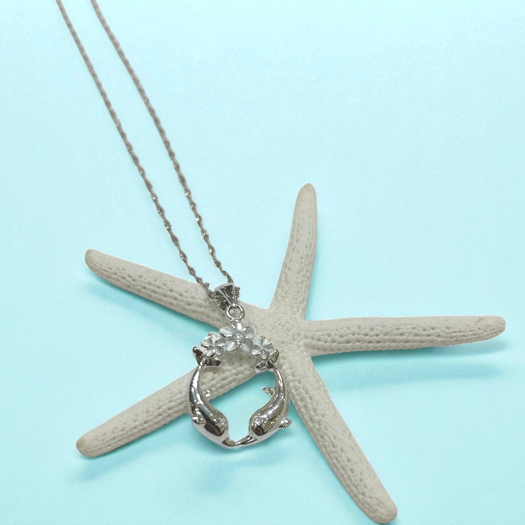 プルメリア&ツインイルカペンダント 【2-6543】