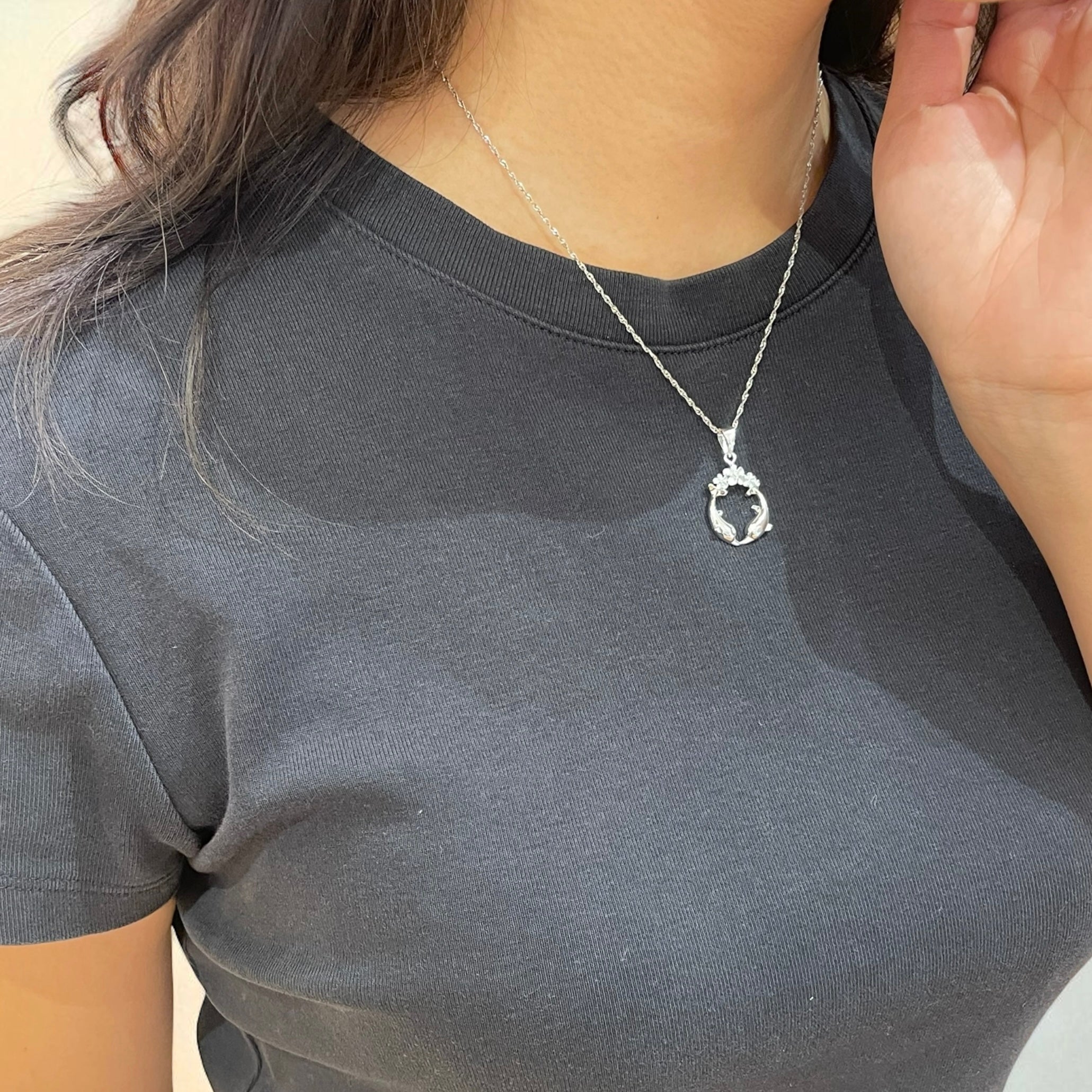 プルメリア&ツインイルカペンダント 【2-6543】