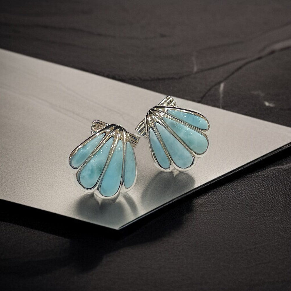 ラリマーシェルピアス 【4-2154】