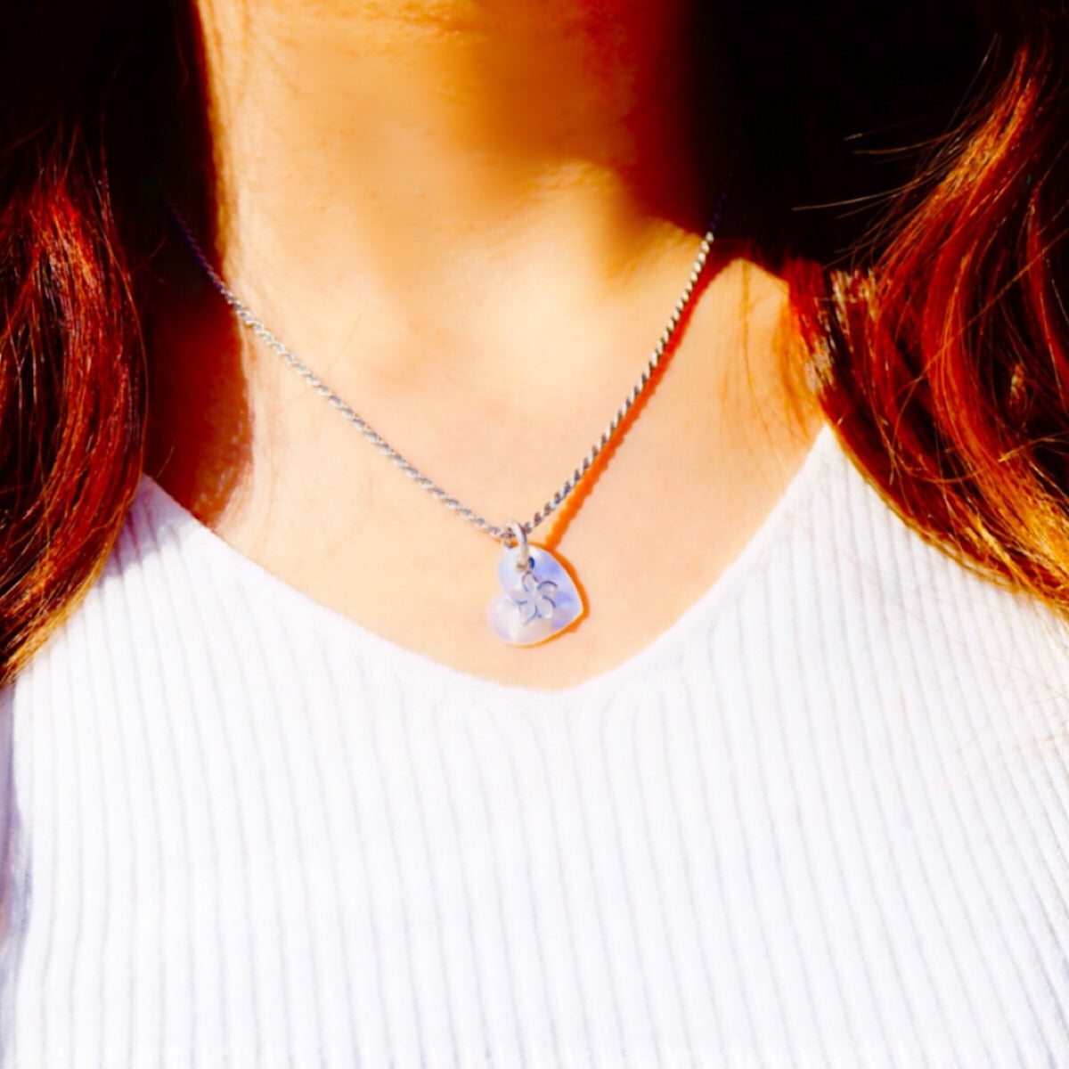 ハートシェル透かしプルメリアペンダント 【2-5195】