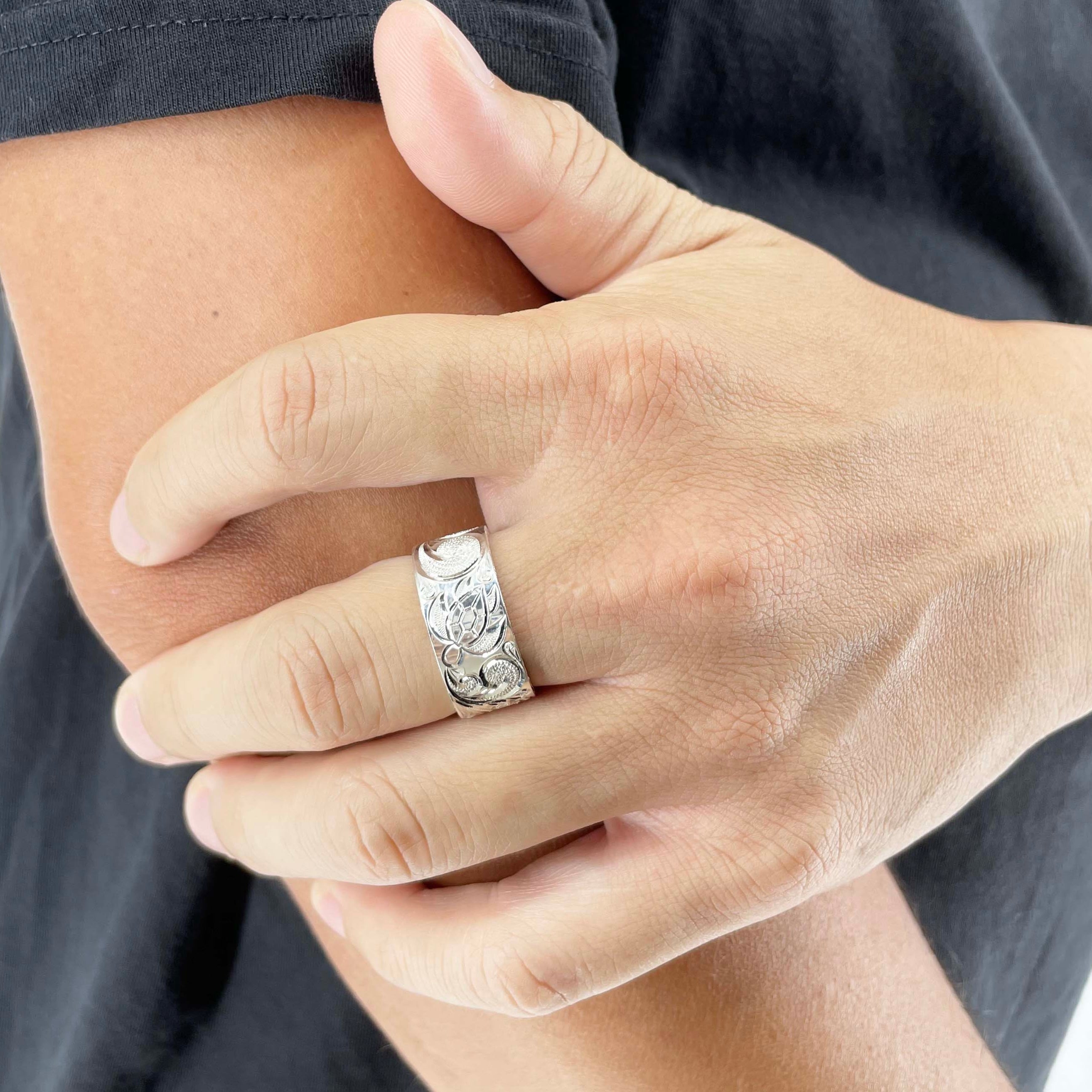 手彫り10mmフラットヘビーリング 【3-5729】