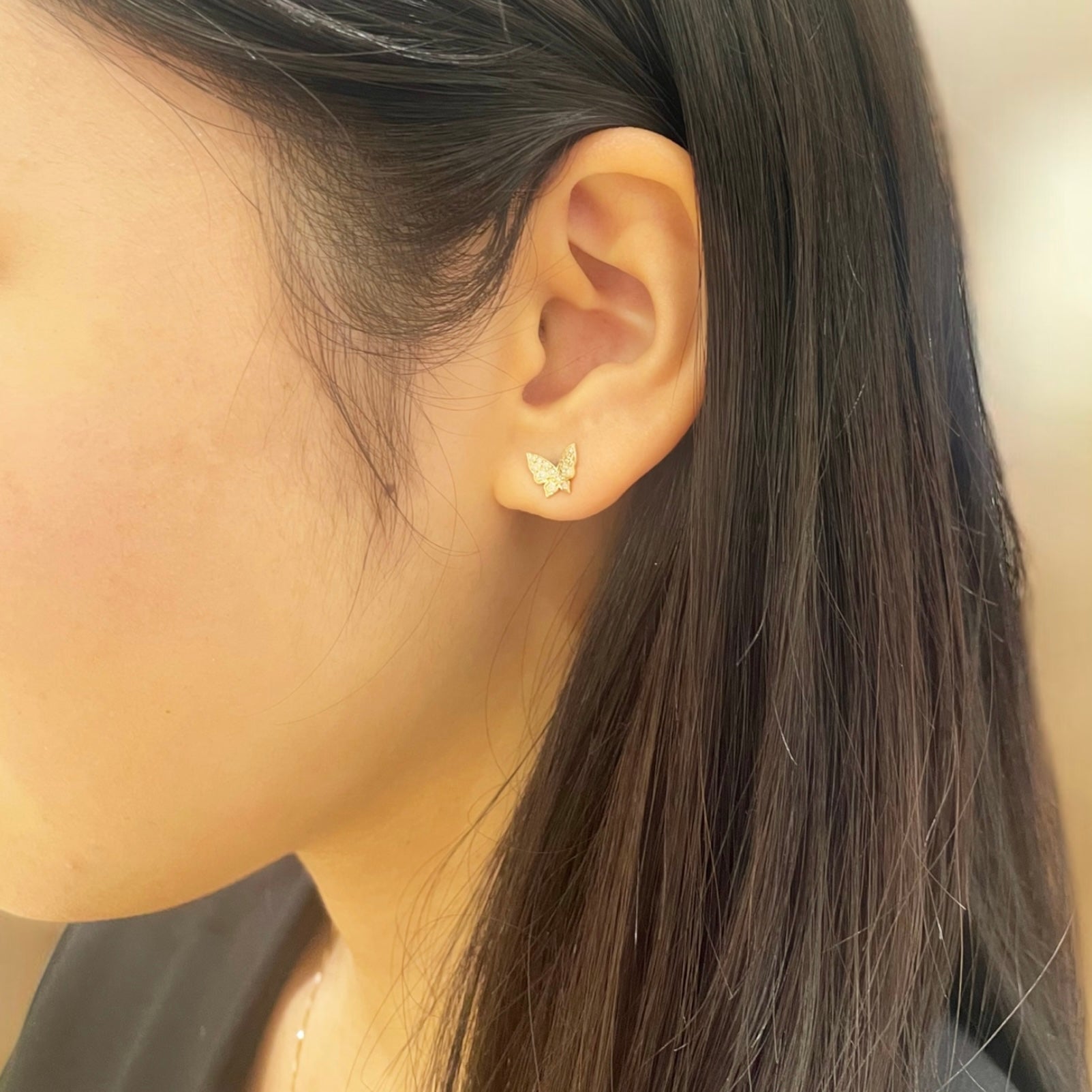 片売り・K18バタフライDiaピアス 【12-2625】