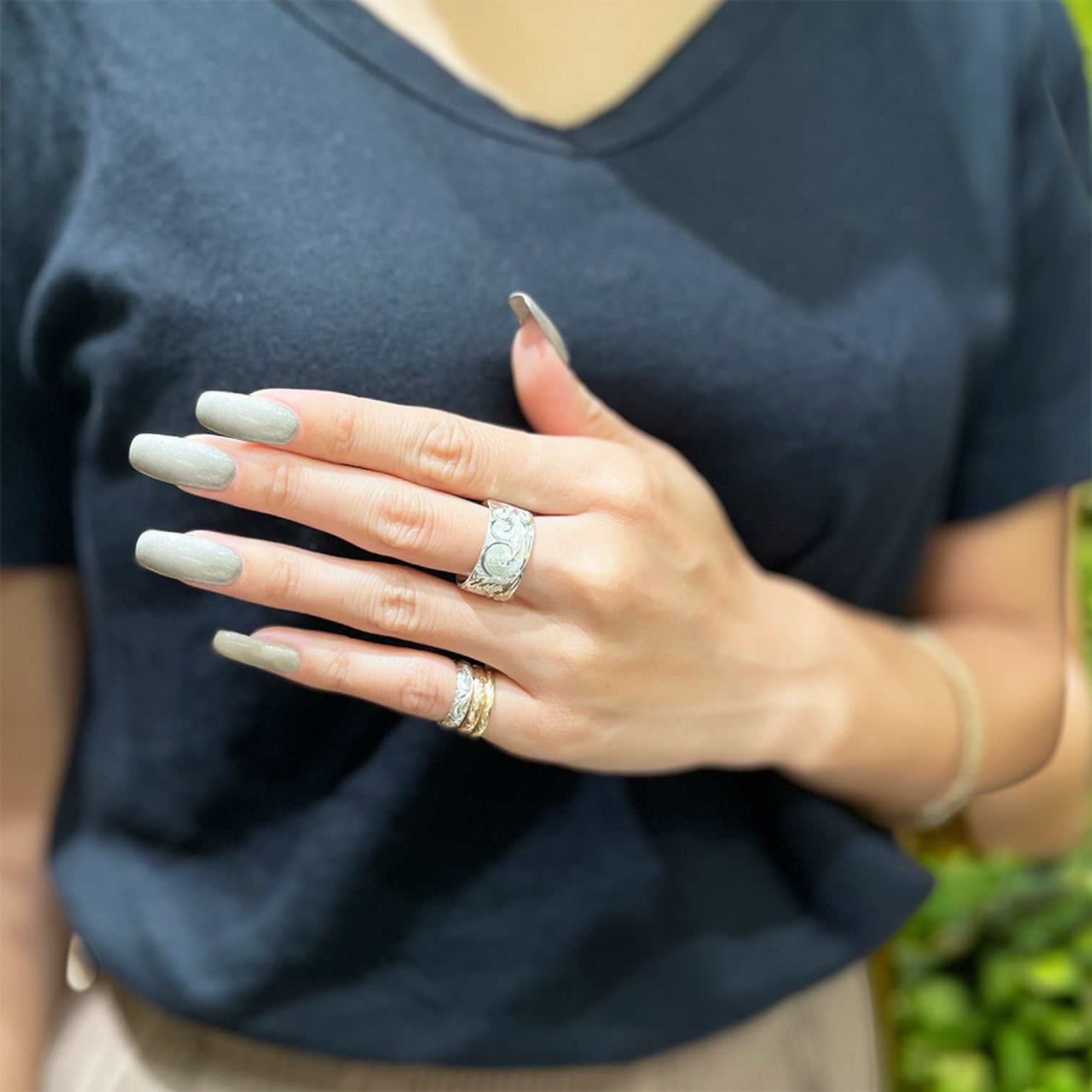 手彫り10mmフラットヘビーリング 【3-5729】