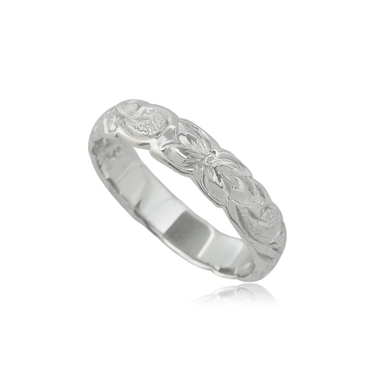 4mm スクロール彫りプルメリア&ホヌリング 【3-0137】