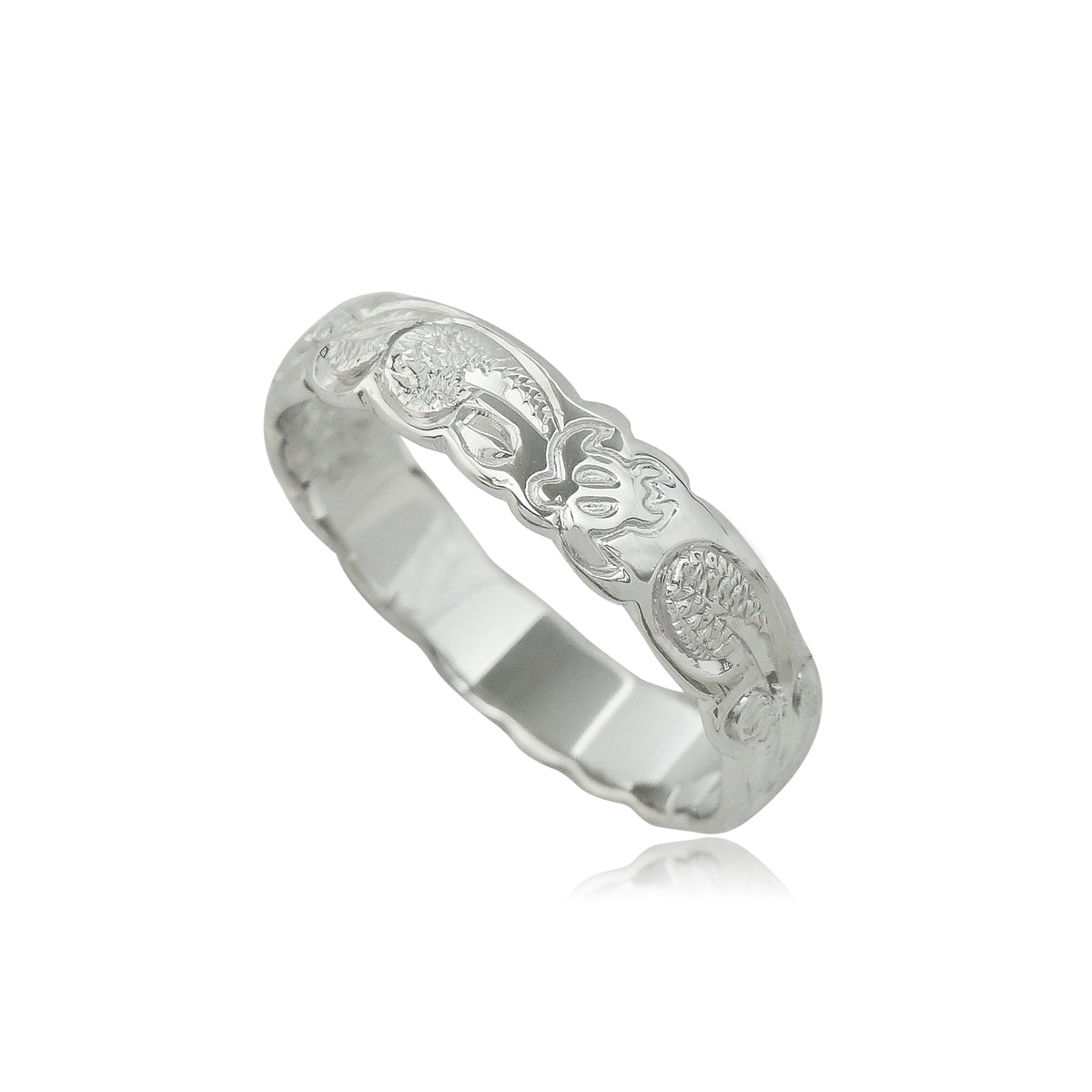 4mm スクロール彫りプルメリア&ホヌリング 【3-0137】