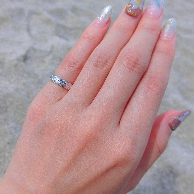 4mm スクロール彫りプルメリア&ホヌリング 【3-0137】