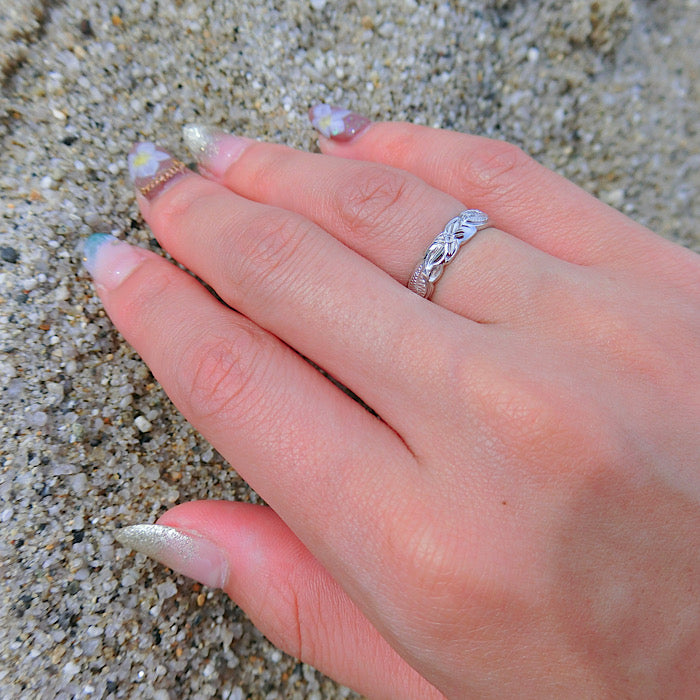 4mm スクロール彫りプルメリア&ホヌリング 【3-0137】