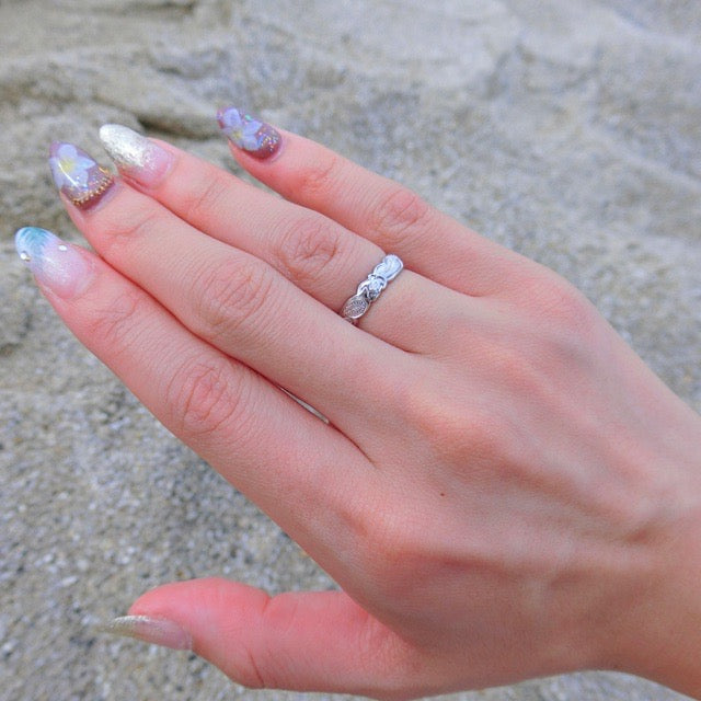 4mm スクロール彫りプルメリア&ホヌリング 【3-0137】