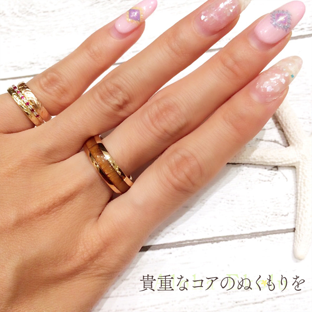 6mmピンクゴールドコアウッドリング 【3-1448】