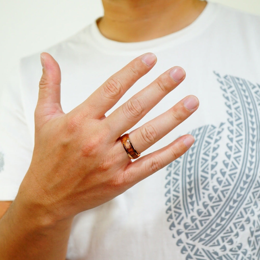 8mmピンクゴールドコアウッドリング 【3-1509】