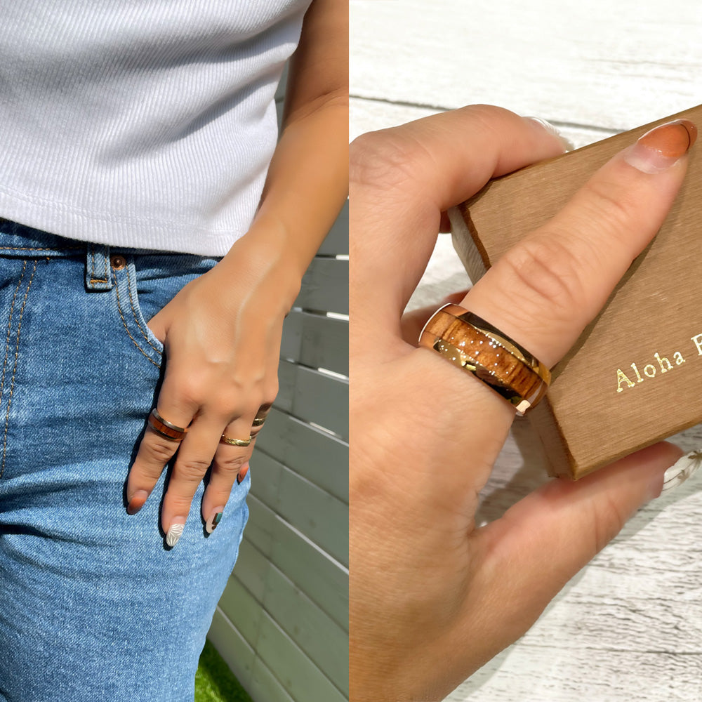 8mmピンクゴールドコアウッドリング 【3-1509】