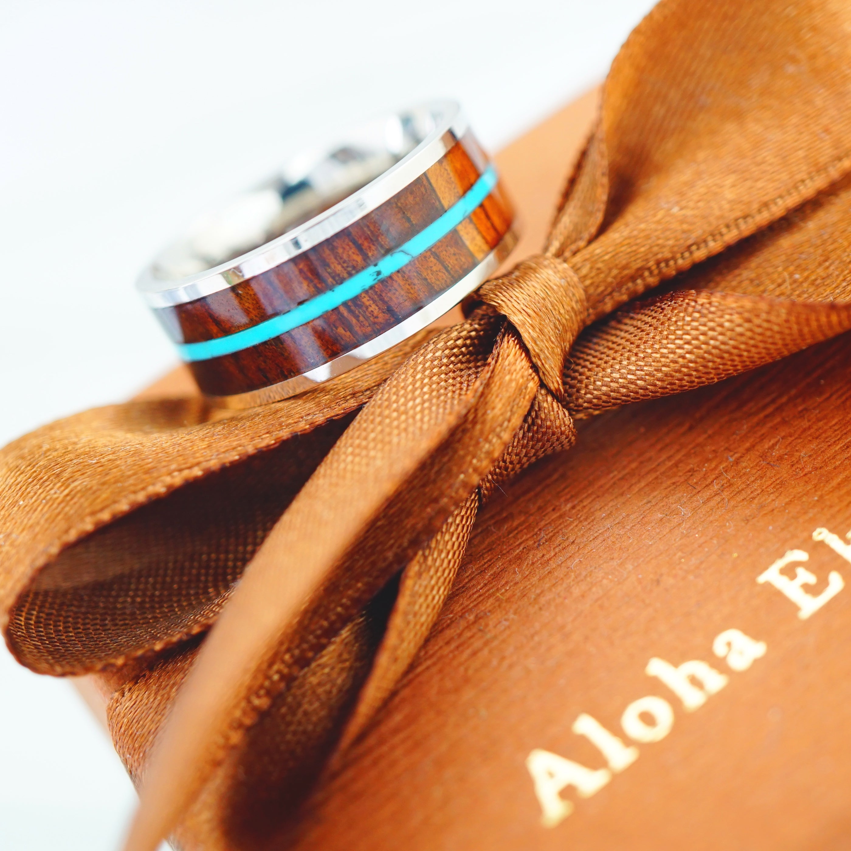 8mmコアウッド・ターコイズリング 【3-1561】