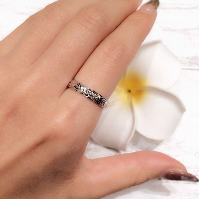 4mm マイレリーフ彫りプルメリア&ホヌリング 【3-3350】