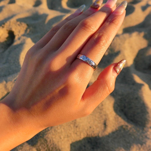 4mm マイレリーフ彫りプルメリア&ホヌリング 【3-3350】