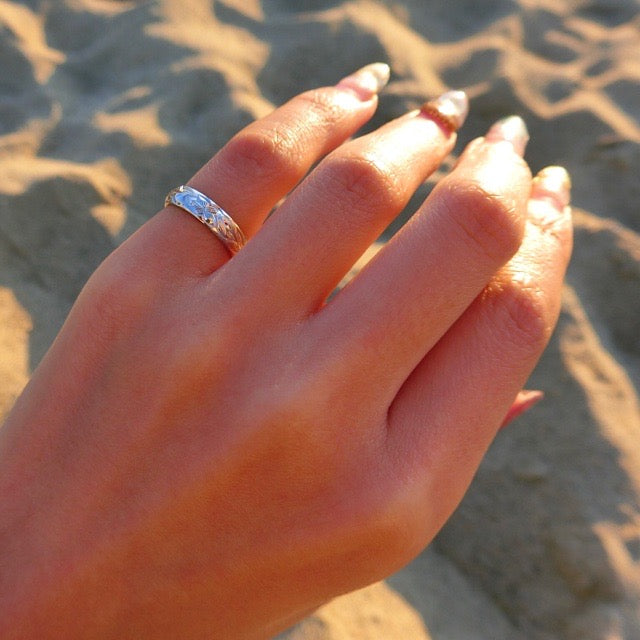 4mm マイレリーフ彫りプルメリア&ホヌリング 【3-3350】