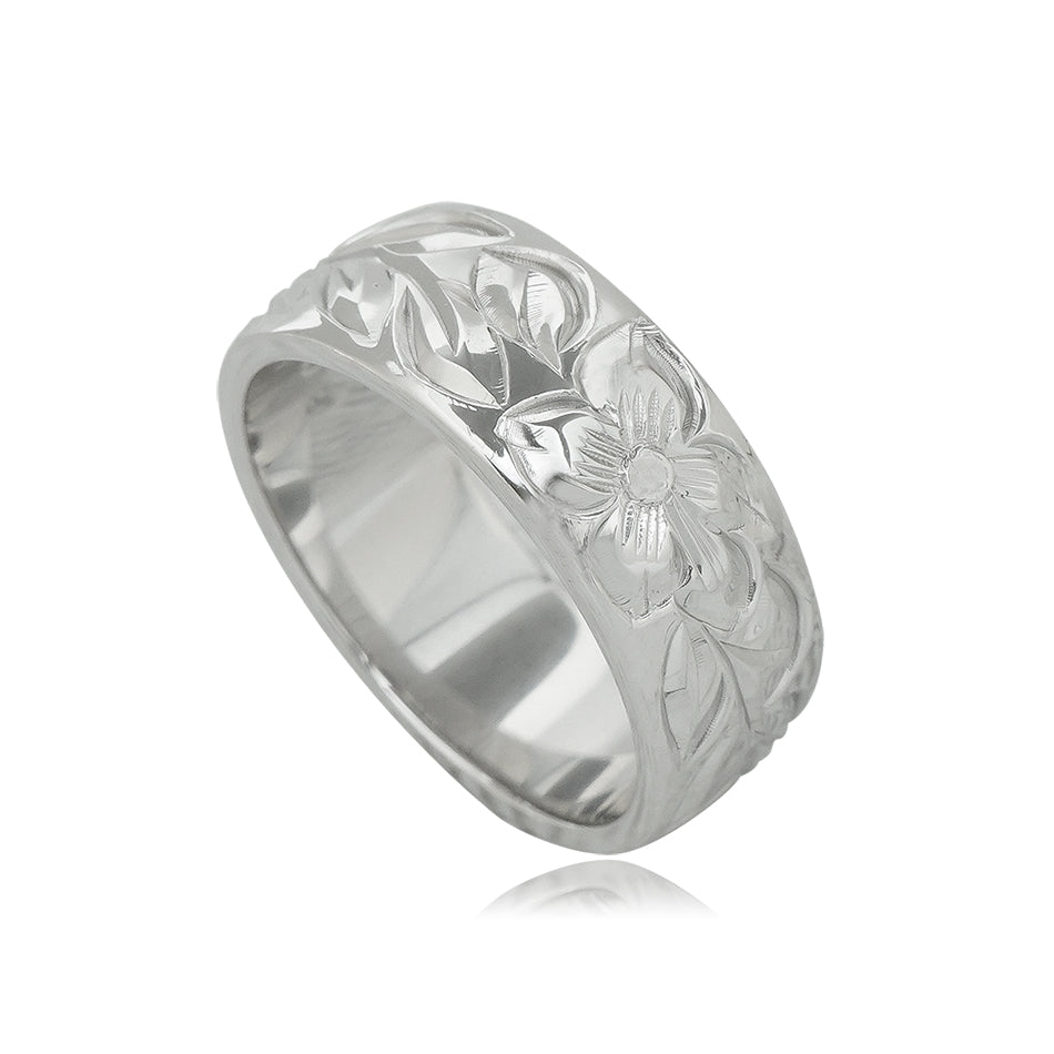 8mm マイレリーフ彫りプルメリア&ホヌリング 【3-3558】