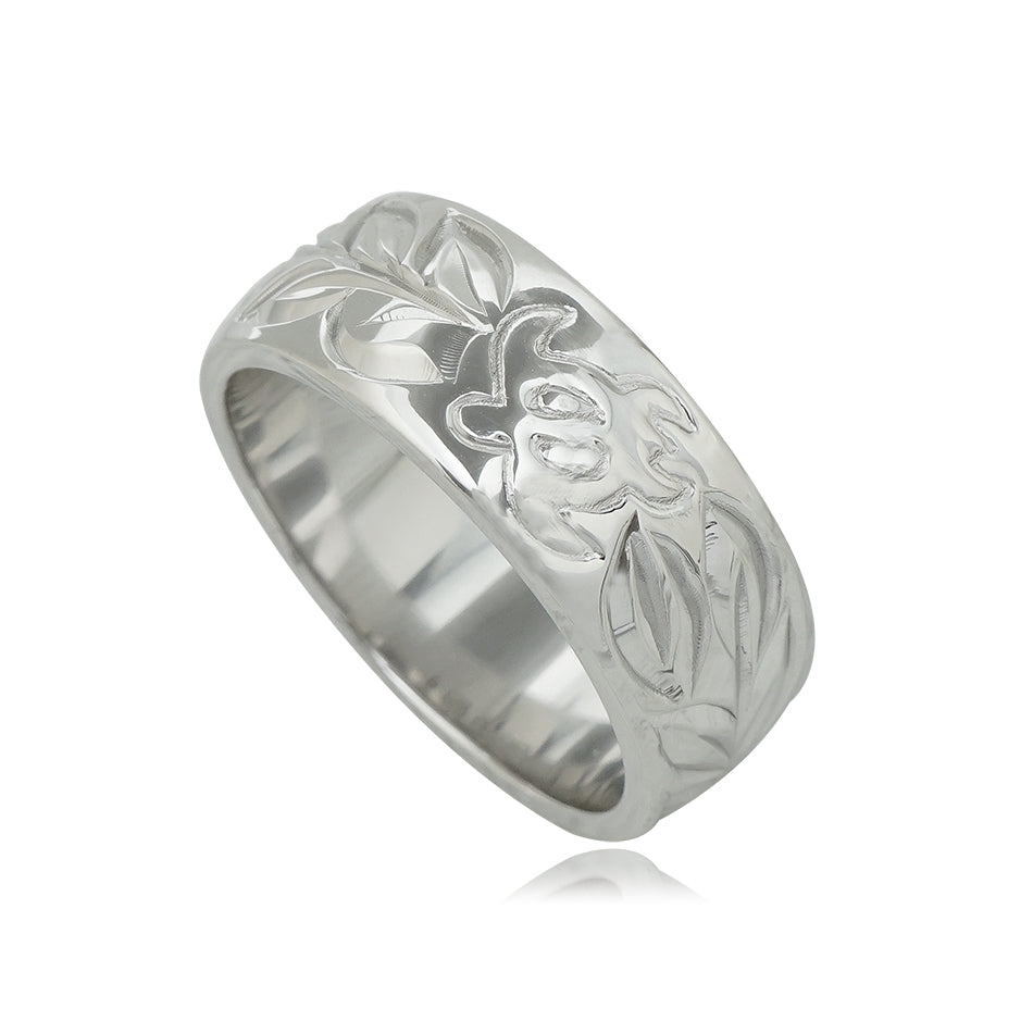 8mm マイレリーフ彫りプルメリア&ホヌリング 【3-3558】