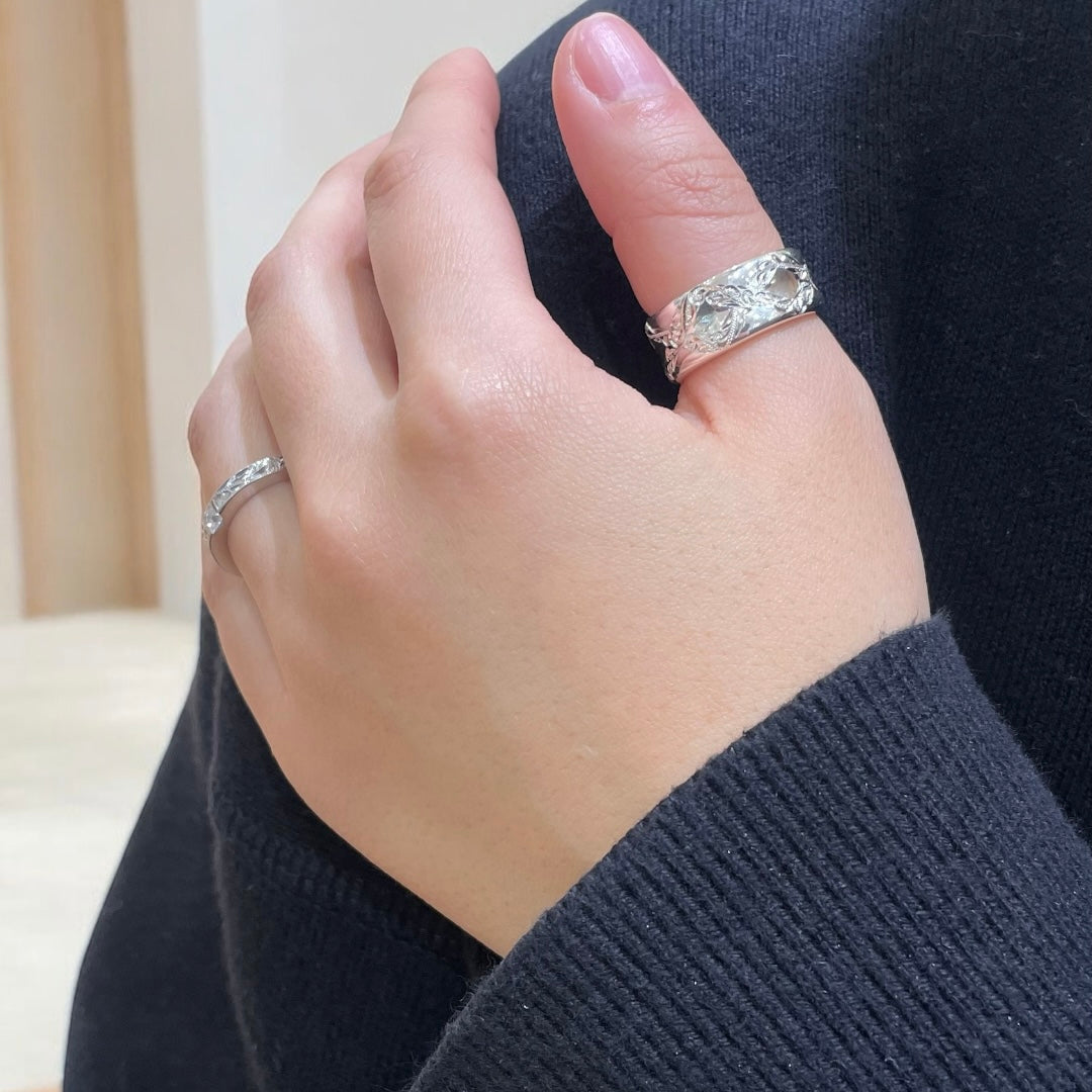 手彫りインフィニティウェーブリング 【3-6832】