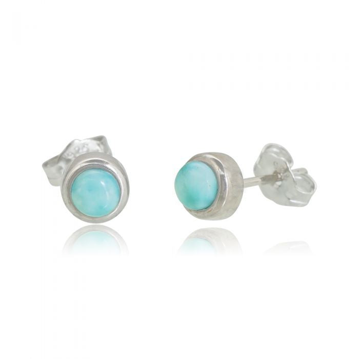 ラリマーラウンドピアス 【4-1331】