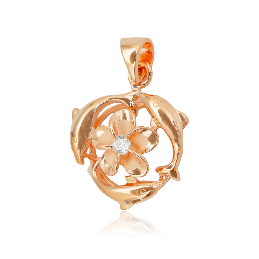 スイミングイルカ&プルメリアペンダント 【2-5768】