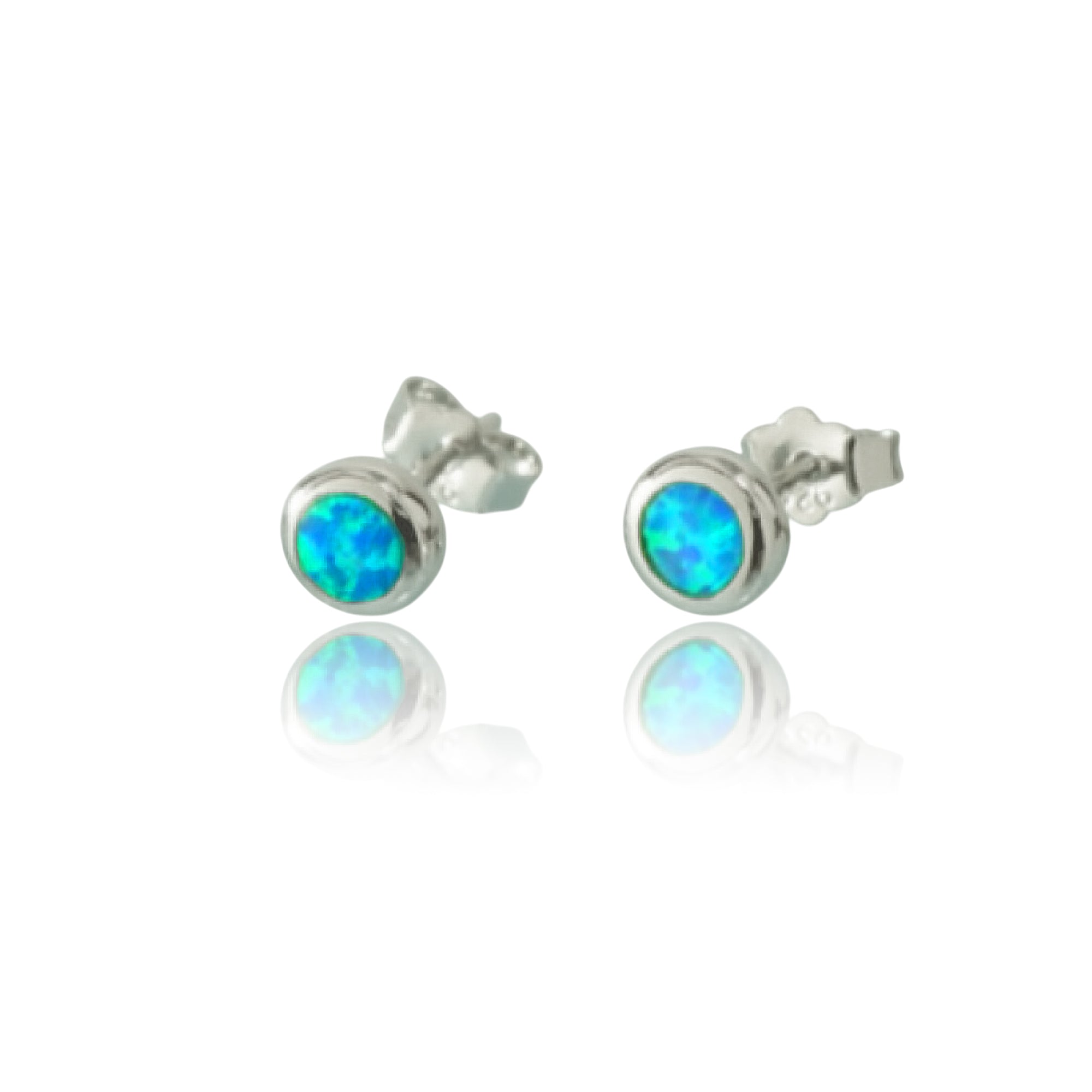 オパールラウンドピアス 【4-0341】