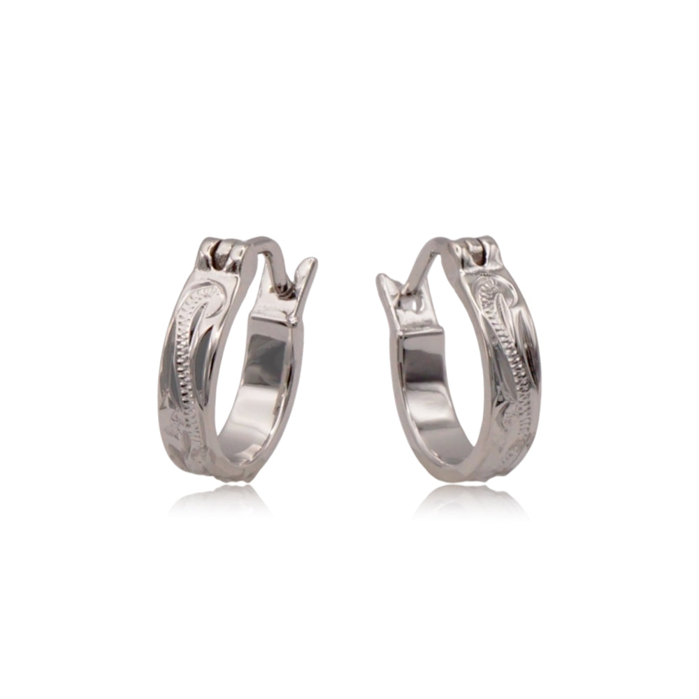 スクロール彫りフープピアス 【4-0402】