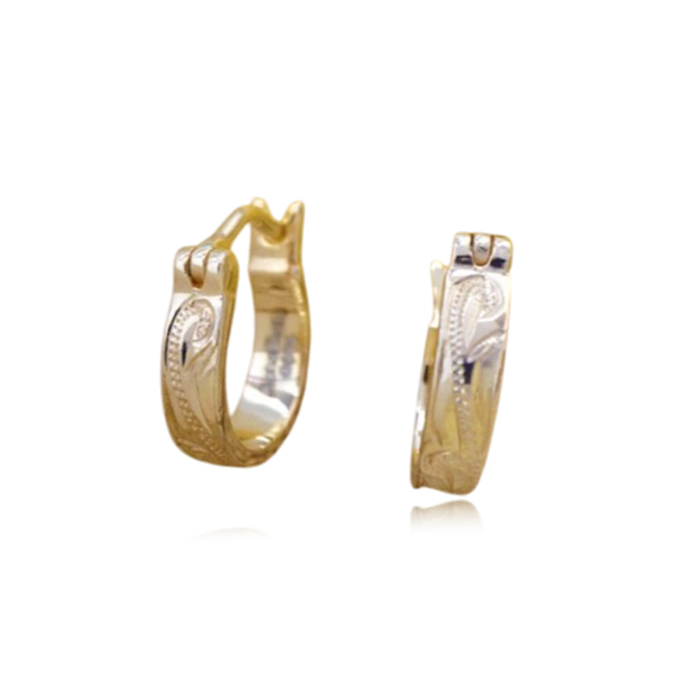 スクロール彫りフープピアス 【4-0402】