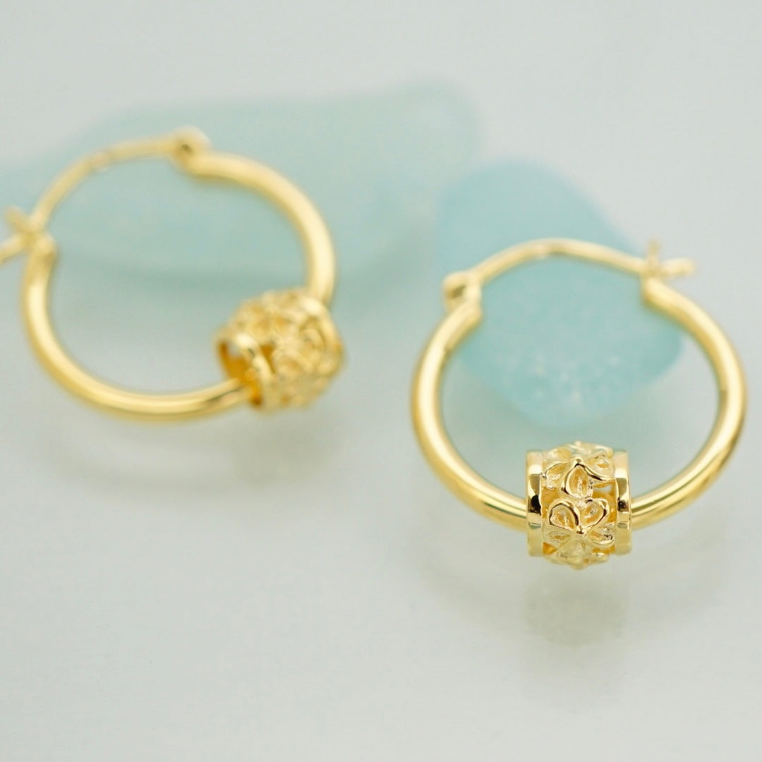 プルメリアバレルフープピアス 【4-0570】