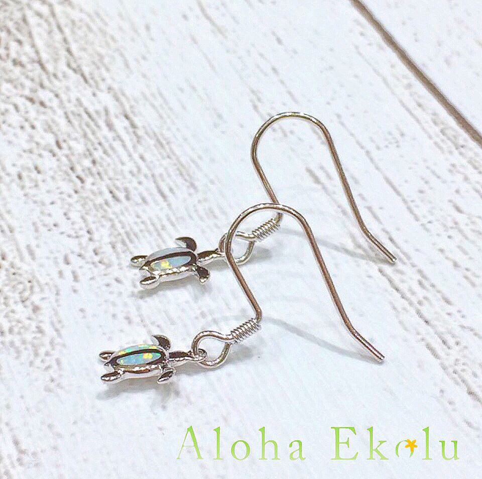 オパールミニホヌフックピアス 【4-0884】