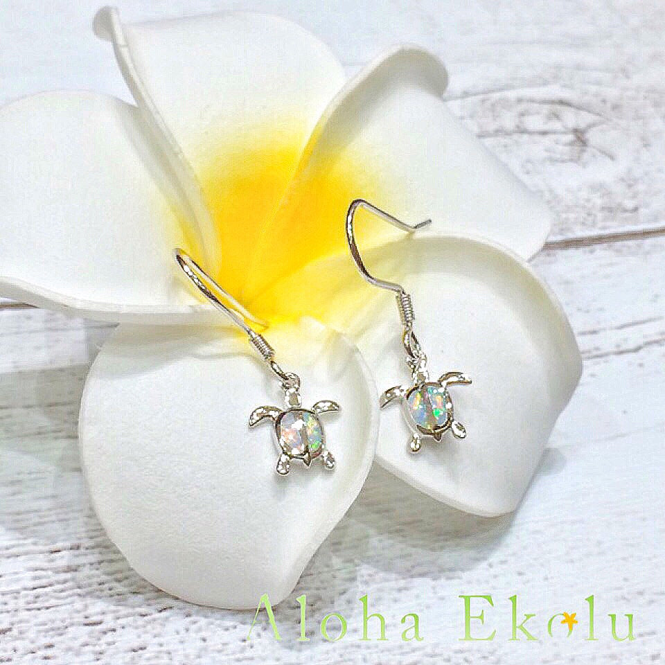 オパールミニホヌフックピアス 【4-0884】