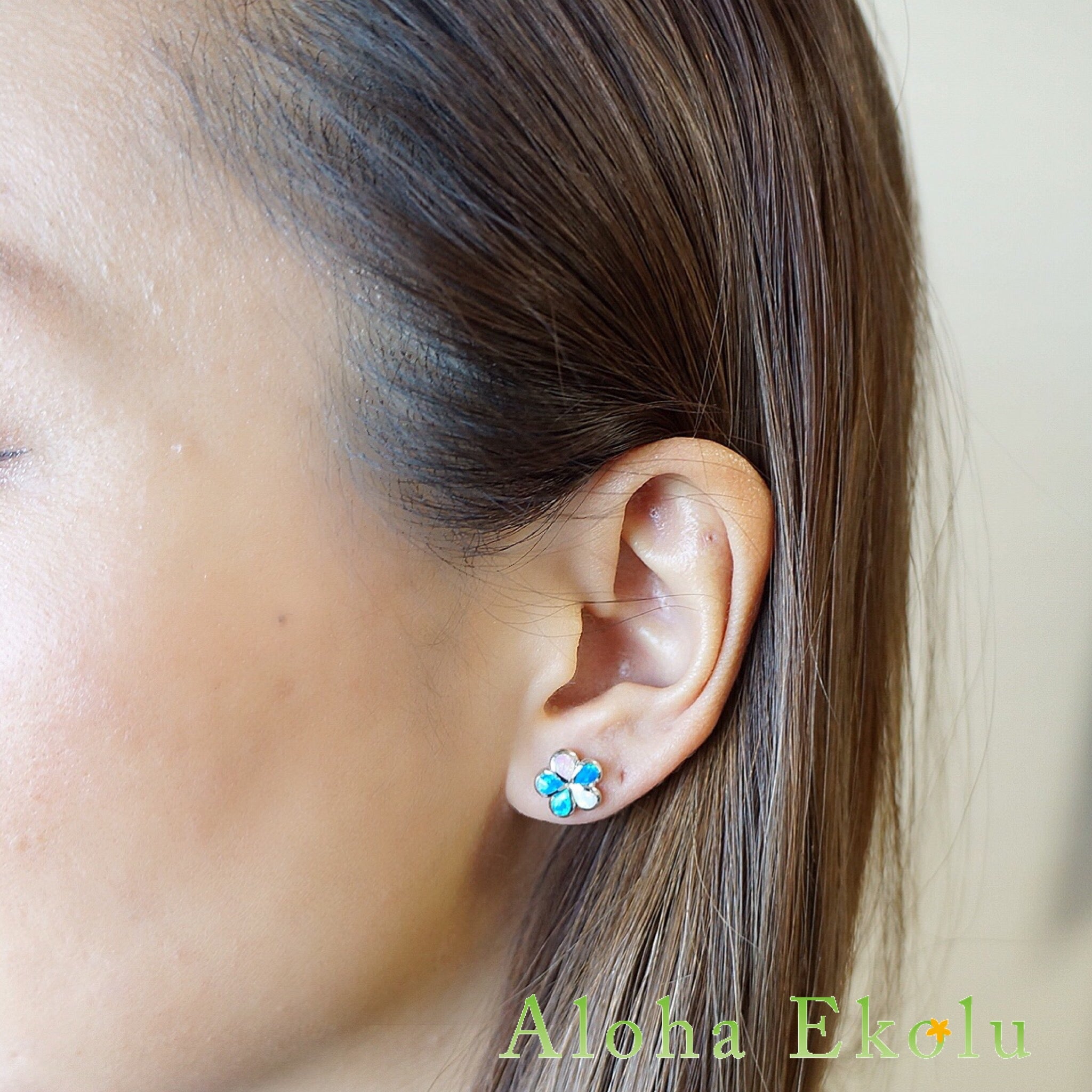 Mixオパールプルメリアピアス 【4-1164】